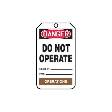 Accuform Safety Tags, DANGER DO NOT OPERATE OPERATIONS, 5.75in x 3.25in, PF-Cardstock, 25PK TPM110CTP